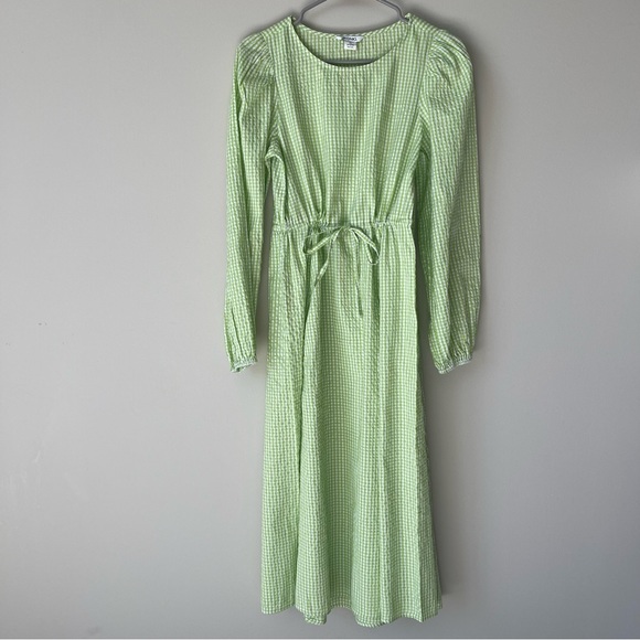 MONKI Mallan Green Check Smock dress in green - Picture 1 of 6